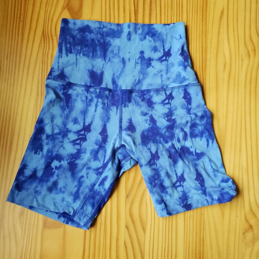 lululemon athletica Blue Tie-Dye Bike Shorts